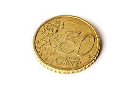 Stock Image: 50 euro cent isolated on white background