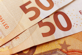 Stock Image: 50 Euro Money Background