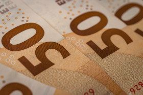 Stock Image: 50 euro money texture background