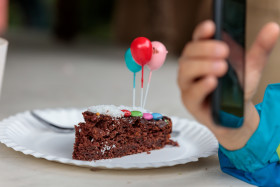 Stock Image: A piece of chocolate cake