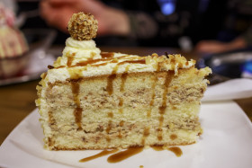 Stock Image: A piece of hazelnut cake