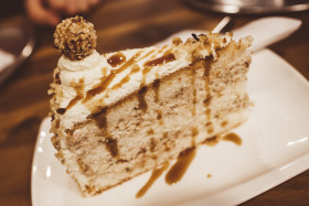 Stock Image: A piece of hazelnut cake