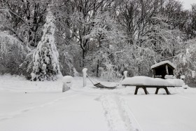 Stock Image: A playground was snowed in in winter