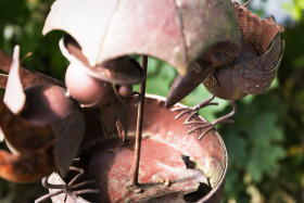 Stock Image: artfully designed bird food bowl