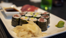Stock Image: Assorted japanese sushi on a plate
