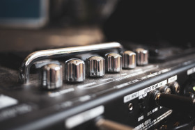 Stock Image: audio amplifier music control panel