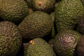 Stock Image: avocados in a market box