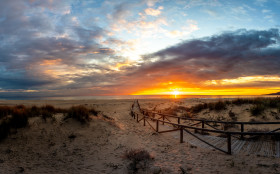 Stock Image: Awesome Sunset Beach Panorama Spain