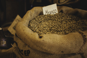 Stock Image: bag of mexican coffee beans