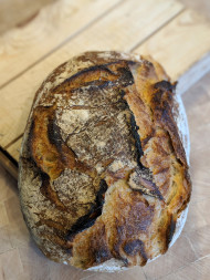 Stock Image: bakery bread on a wooden board and table