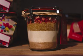 Stock Image: Baking mix in a glass