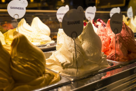 Stock Image: banana ice cream at the counter