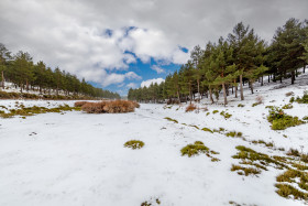 Stock Image: Barranco Maja Caco wrapped in snow Landscape