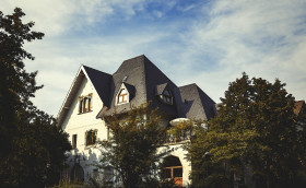 Stock Image: beautiful old german white villa
