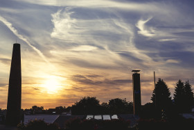 Stock Image: beautiful sunset sky urban