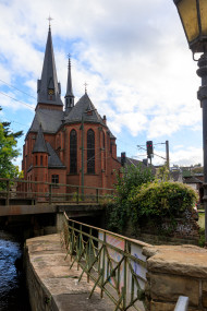 Stock Image: Beautiful view on St. Michael Church in Velbert Langenberg