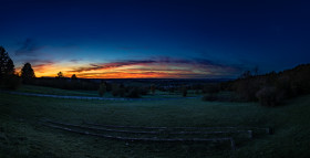 Stock Image: Belvedere De Vandoncourt blue hour sunset landscape