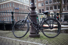 Stock Image: bicycle on lamppost