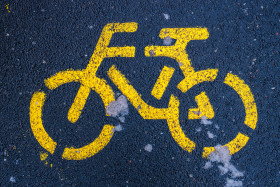 Stock Image: Bicycle symbol on the road