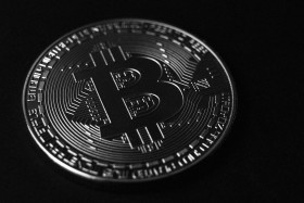 Stock Image: bitcoin black background