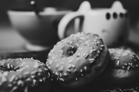 Stock Image: black and white donuts
