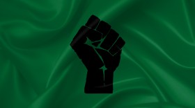 Stock Image: black power fist flag