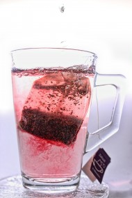 Stock Image: Black tea in glass cup