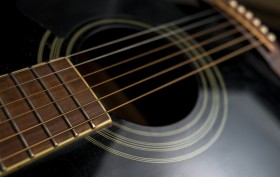 Stock Image: black western guitar