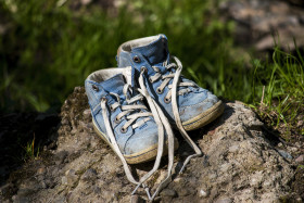 Stock Image: blue childrens shoes