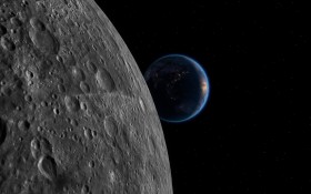 Stock Image: Blue earth seen from the moon