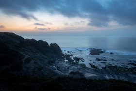 Stock Image: Blue hour cliffs the water seascape by Portugal