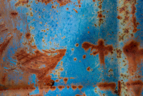 Stock Image: Blue metal texture with rusty spots