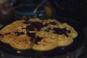 Stock Image: blueberries waffles