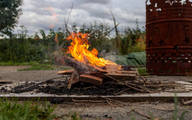 Stock Image: Bonfire in the back garden