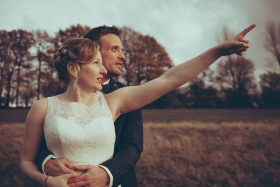 Stock Image: Bride and groom making plans for the future