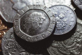 Stock Image: British pound money coin background