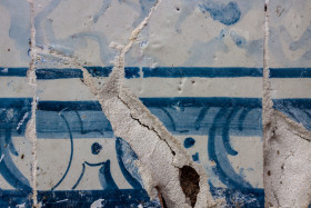 Stock Image: Broken Old blue Tile Texture