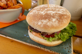 Stock Image: Burger and french fries