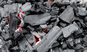 Stock Image: Burning charcoal background