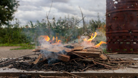 Stock Image: Burning wood