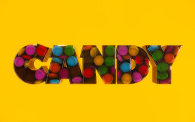Stock Image: candy chocolate buttons text