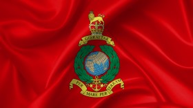 Stock Image: Cap badge of the royal marines, Flag of the British Armed Forces, British Military Flags Illustration