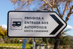 Stock Image: Caravan Camping Sign in Portugal