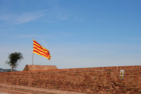 Stock Image: Catalonia flag waving on the wind