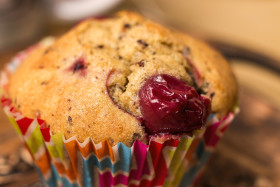 Stock Image: cherry muffin