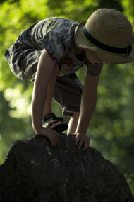 Stock Image: child has climbed a rock