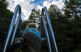 Stock Image: Child on playground slide