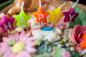 Stock Image: Children's happy birthday cake candles