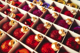 Stock Image: christmas balls carton