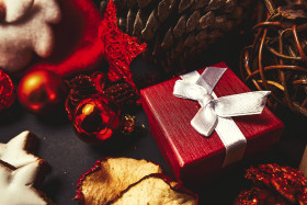 Stock Image: christmas gift red